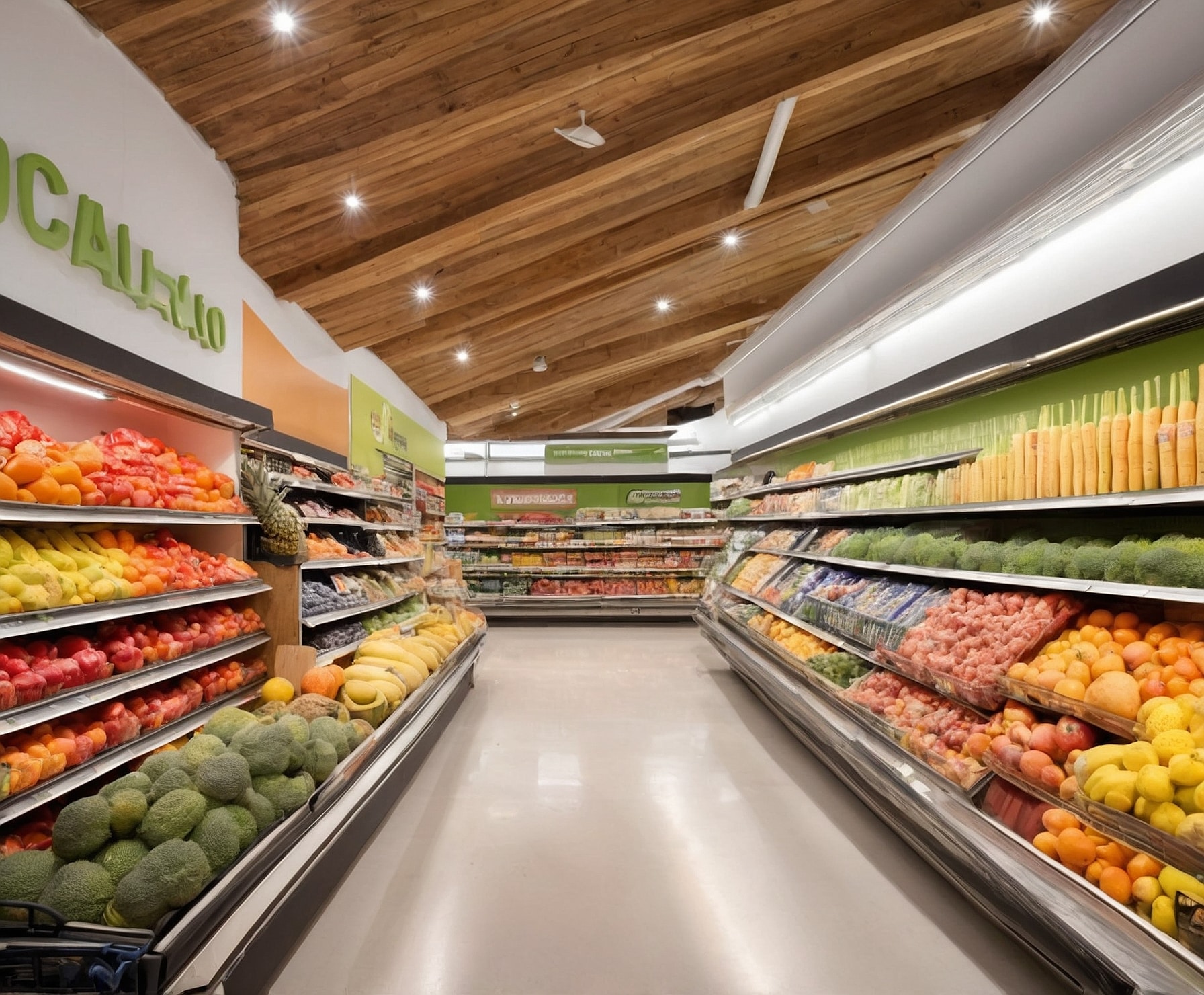 Supermercado innovador con productos frescos.